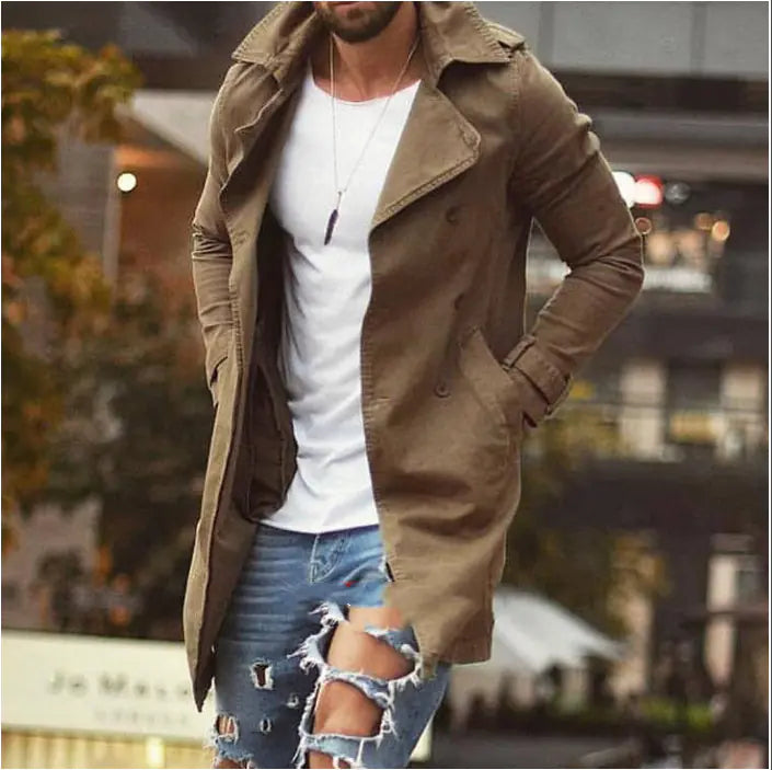 Mid-Length Slim-Fit Trench Coat
