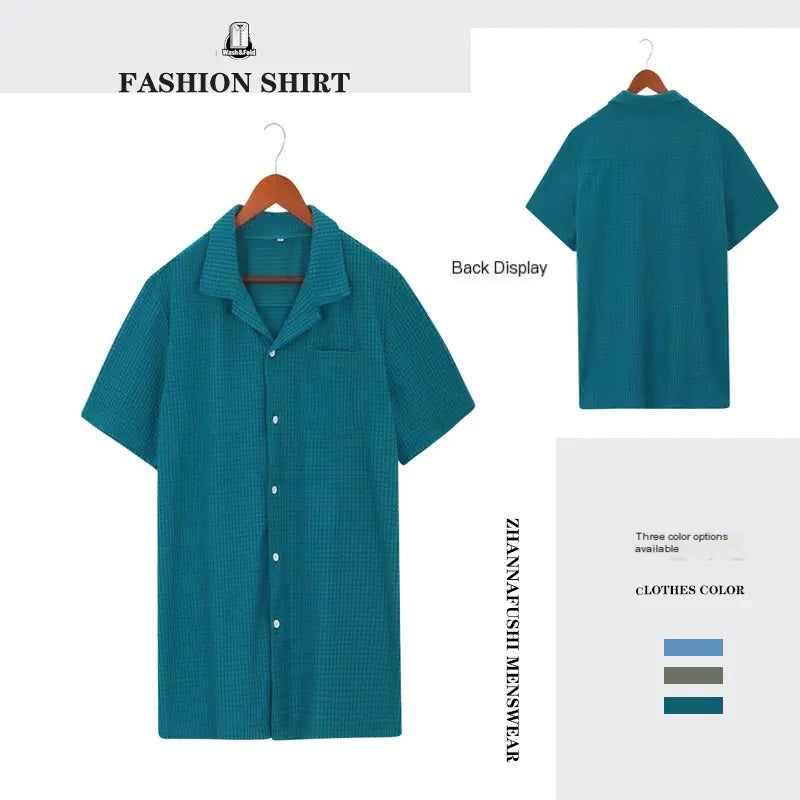 Summer Waffle Pattern Short Sleeve Shirt