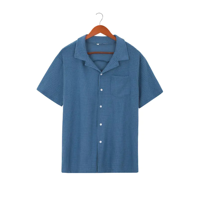 Summer Waffle Pattern Short Sleeve Shirt