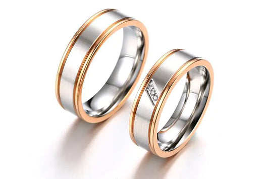 Stainless Steel Couple Rings with Brick Design