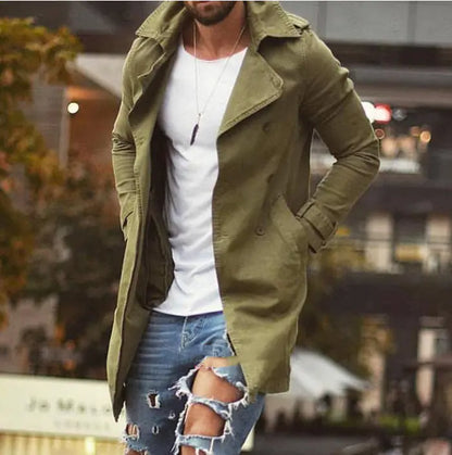 Mid-Length Slim-Fit Trench Coat