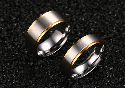 Stainless Steel Couple Rings with Brick Design