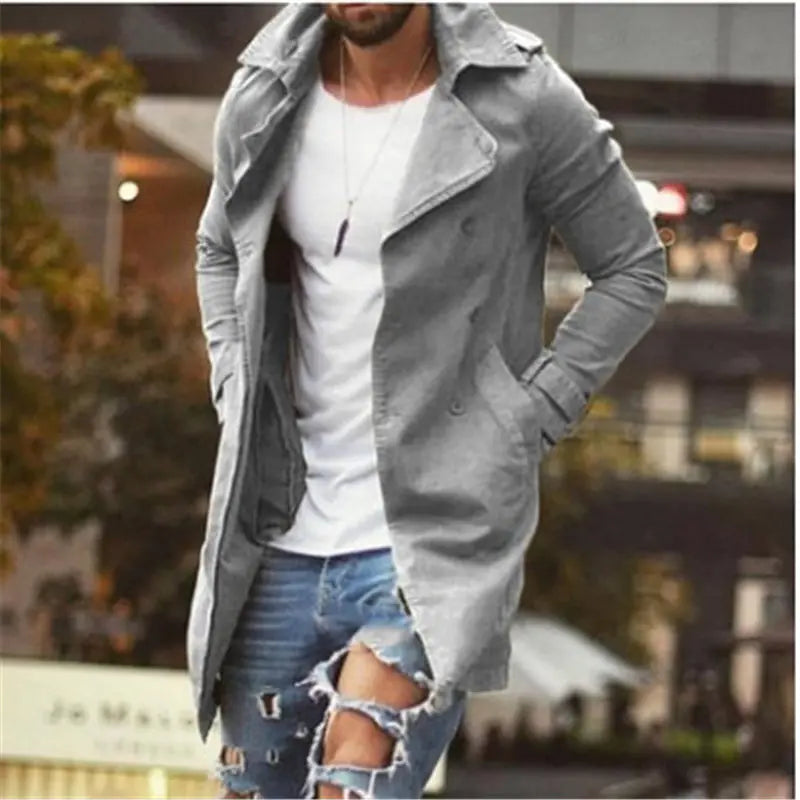 Mid-Length Slim-Fit Trench Coat