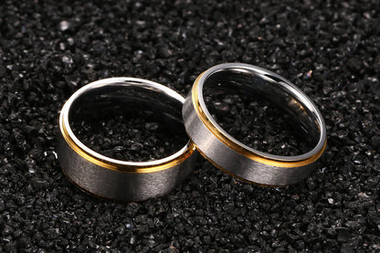Stainless Steel Couple Rings with Brick Design