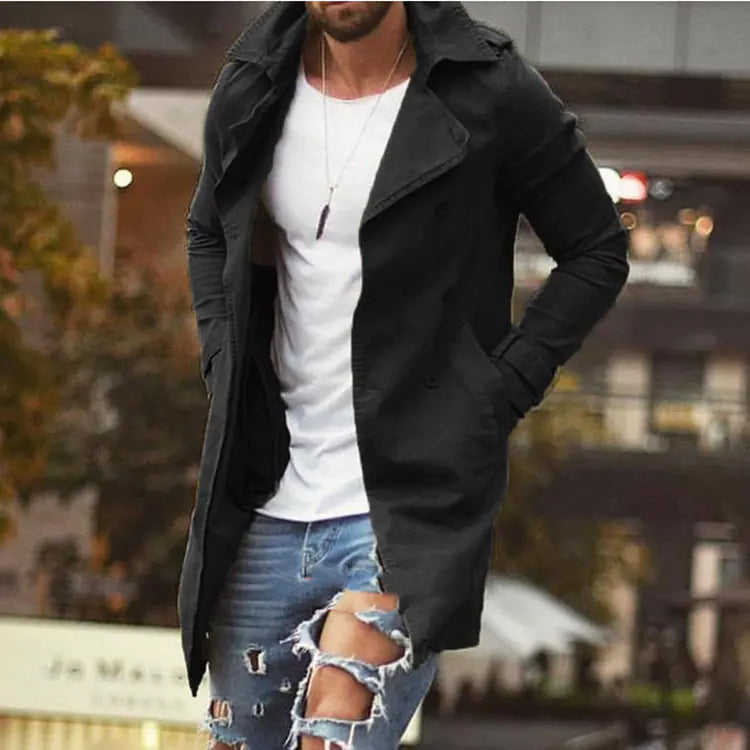 Mid-Length Slim-Fit Trench Coat